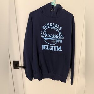 Brussels Belgium navy blue hooded sweatshirt
